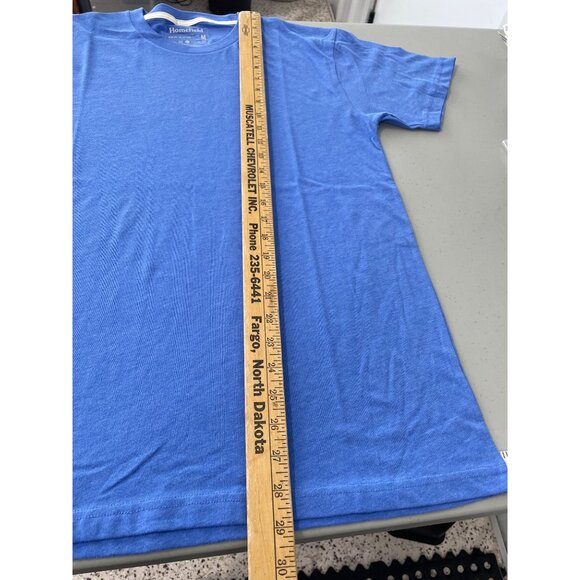 Homefield Crewneck Short Sleeve T Shirt Mens M Blue Cotton Poly Plaid Basic Tee - Picture 4 of 6